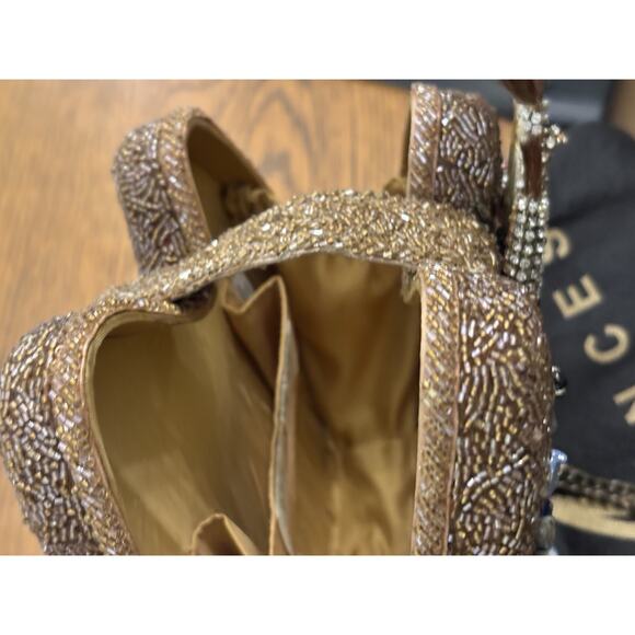 MARY FRANCES “PAINTER’S PALETTE” GOLD/RAINBOW BEADED HANDBAG/PURSE w/DUSTBAG - Picture 7 of 10